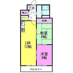 館野コーポ 2LDKの間取図画像