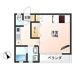 ウィスタリア 1Kの間取図画像
