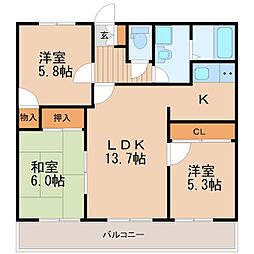 チェリーハイツ 3LDKの間取図画像
