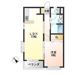 カーサ・デル・リーゾ 1LDKの間取図画像