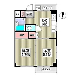 ハイツ霜越 2DKの間取図画像