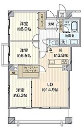 プログレス鹿田本町 3LDKの間取図画像