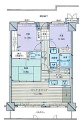 サーパス東島田 3LDKの間取図画像