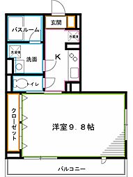 西武新宿線 下井草駅 徒歩9分の賃貸マンション 3階1Kの間取り