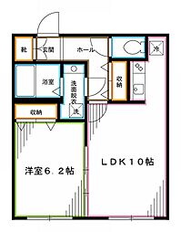 クラージュ中野 1階1LDKの間取り