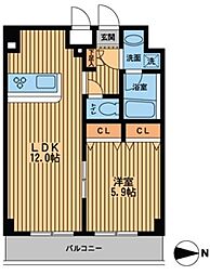 西武新宿線 新井薬師前駅 徒歩5分の賃貸マンション 3階1LDKの間取り