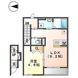 カーサ・フェリーチェ 2階1LDKの間取り