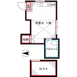 K＆T 2階ワンルームの間取り