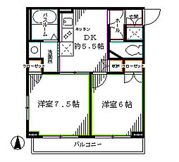 ルーブル中野新橋弐番館 2DKの間取図画像