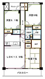 アソシエール野方 3LDKの間取図画像