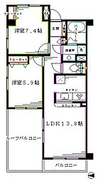 ファミール中野 2LDKの間取図画像