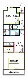 ルミエール東中野 2DKの間取図画像