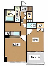 エバーグリーン 1LDKの間取図画像