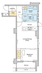 プラウドフラット中野 1LDKの間取図画像
