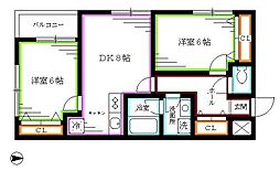 メゾンドゥ住田 2DKの間取図画像