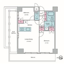 レジディア杉並方南町 2LDKの間取図画像