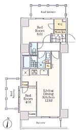 クレストコート中野富士見町 2LDKの間取図画像