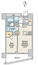 クレストコート中野富士見町 1LDKの間取図画像