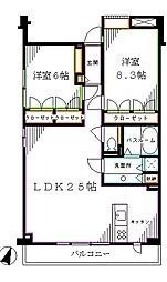 レジディア北新宿 2LDKの間取図画像