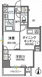 デュオステージ新高円寺 2DKの間取図画像