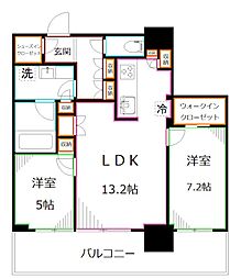 パークシティ中野ザ タワー ブリーズ ブリーズ 2LDKの間取図画像