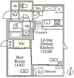 アジールコート方南町テラス 1LDKの間取図画像