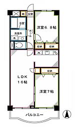 ミレニアム中野 2LDKの間取図画像