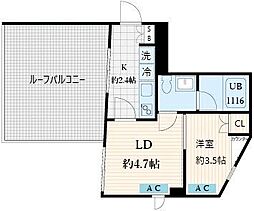 Fullea上落合 1DKの間取図画像