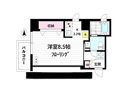 HNクボデラビル 1Kの間取図画像