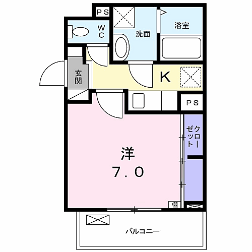 グラシア 204｜神奈川県厚木市長谷(賃貸アパート1K・2階・26.58㎡)の写真 その2