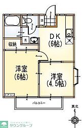 メゾンGEM 2DKの間取図画像