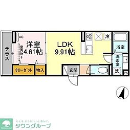 エクセリア若宮 1LDKの間取図画像