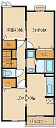フェリーチェカーサ 2LDKの間取図画像