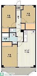 マノワール 3LDKの間取図画像