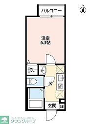 フォート・デルッシ 1Kの間取図画像