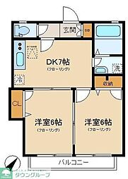 ヴェルドミール 2DKの間取図画像
