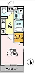 ウィルサクシード 1Kの間取図画像