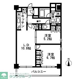 レジディア中落合-B 2LDKの間取図画像