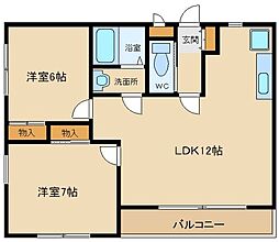 シュガーハウス 2LDKの間取図画像
