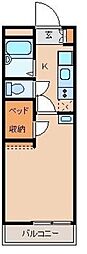 氷川台さくらガーデン 1Kの間取図画像