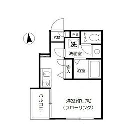 ヌーヴォープリエール ワンルームの間取図画像