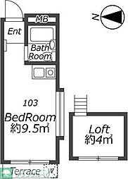 メゾンドウィスタリア ワンルームの間取図画像