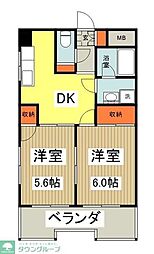 パティオ仲町 2DKの間取図画像