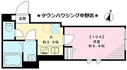 パルーデ新桜台 1Kの間取図画像