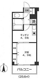 リヴェール中村 1Kの間取図画像