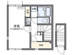 西武池袋線 ひばりヶ丘駅 徒歩21分の賃貸アパート 2階1Kの間取り
