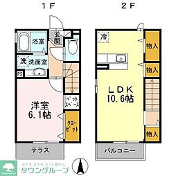 西武池袋線 練馬高野台駅 徒歩11分の賃貸アパート 2階1LDKの間取り