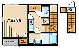 西武新宿線 東伏見駅 徒歩17分の賃貸アパート 1階1Kの間取り