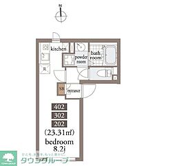 JR総武線 三鷹駅 徒歩5分の賃貸マンション 4階1Kの間取り
