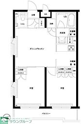 西武新宿線 都立家政駅 徒歩14分の賃貸マンション 4階2DKの間取り